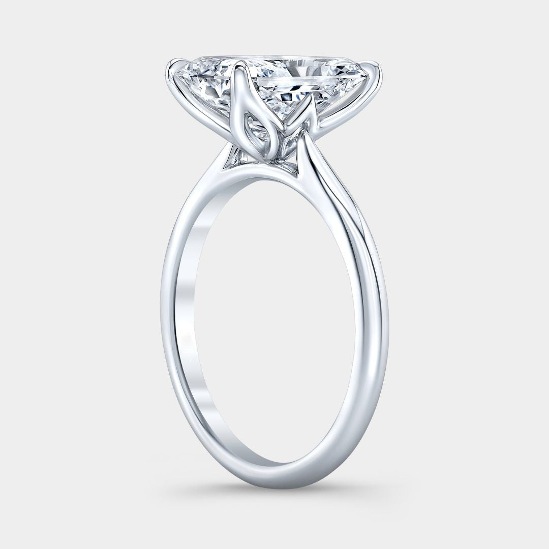 2.99ct Lab Grown Radiant Diamond Tulip Solitaire Platinum Engagement Ring