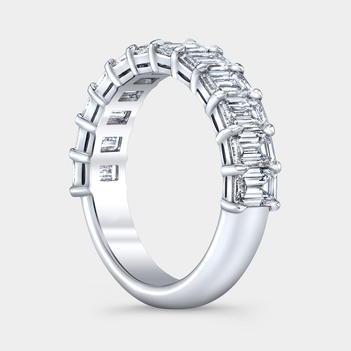 2.75ct Emerald Diamond Half Way Platinum Wedding Band