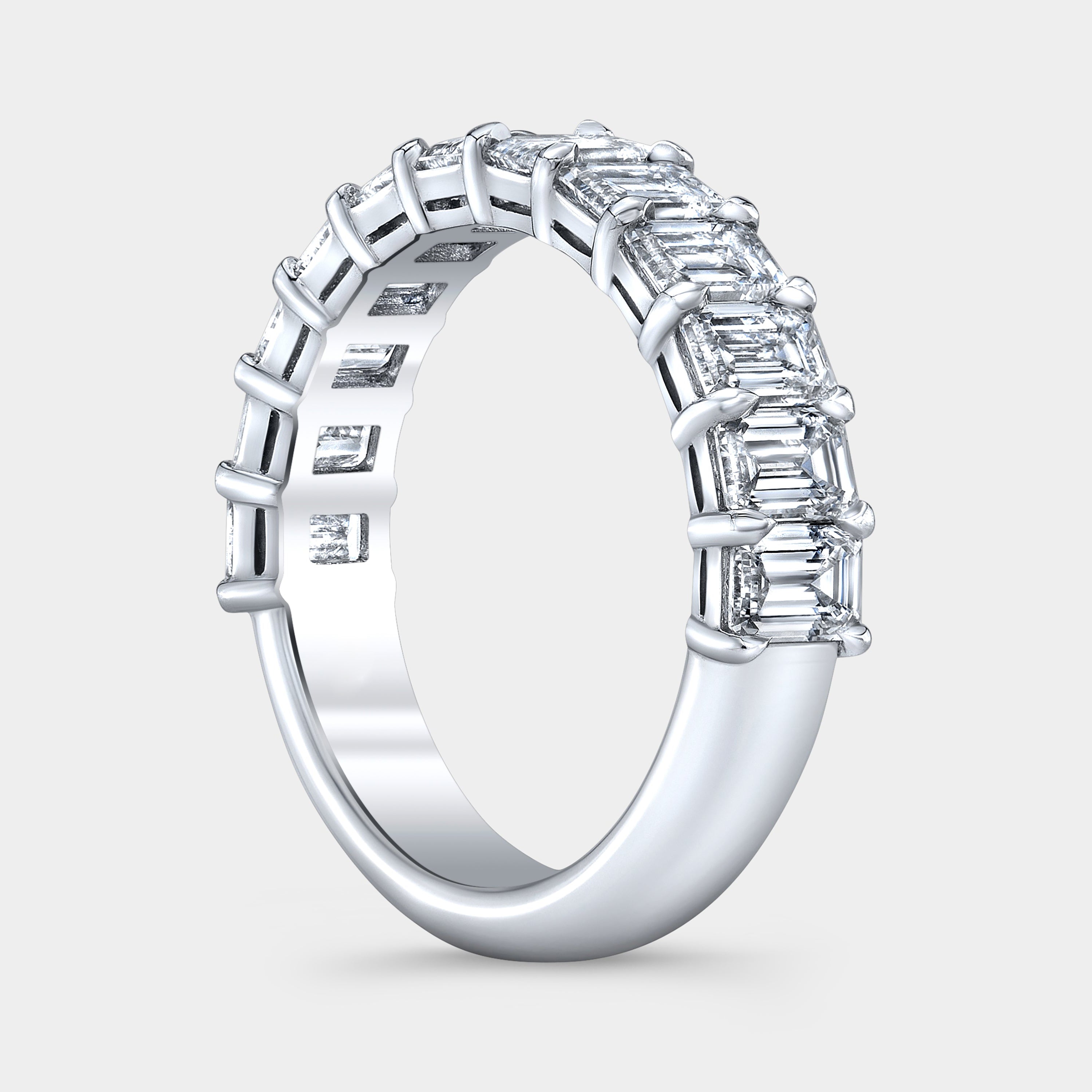 2.75ct Emerald Diamond Half Way Platinum Wedding Band