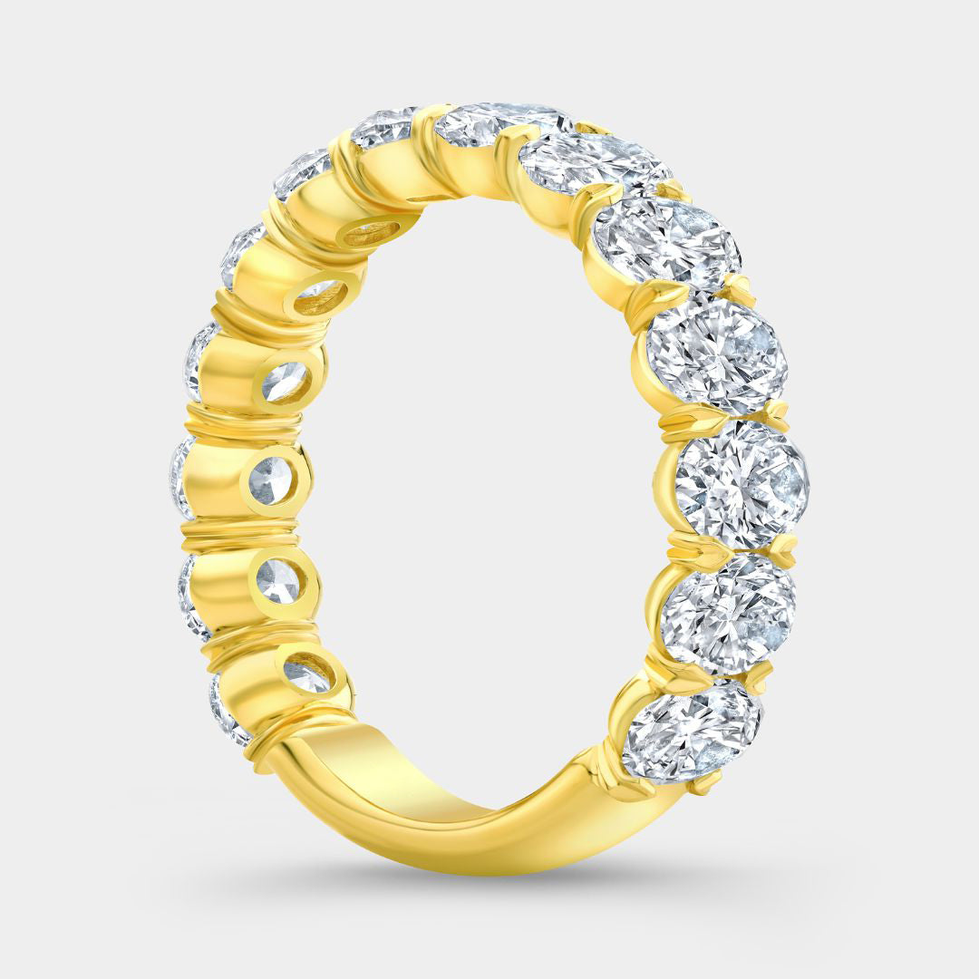 3ct Victoria Oval Diamond 5.0mm Yellow Gold Wedding Band in 14k yellow gold
