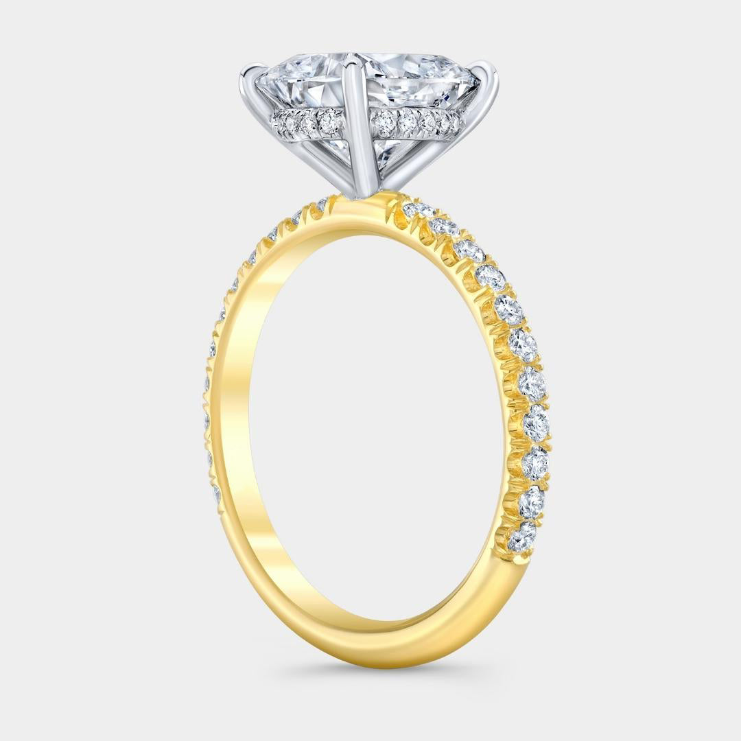 Cushion Diamond Pave With Hidden Halo Yellow Gold And Platinum Engagement Ring