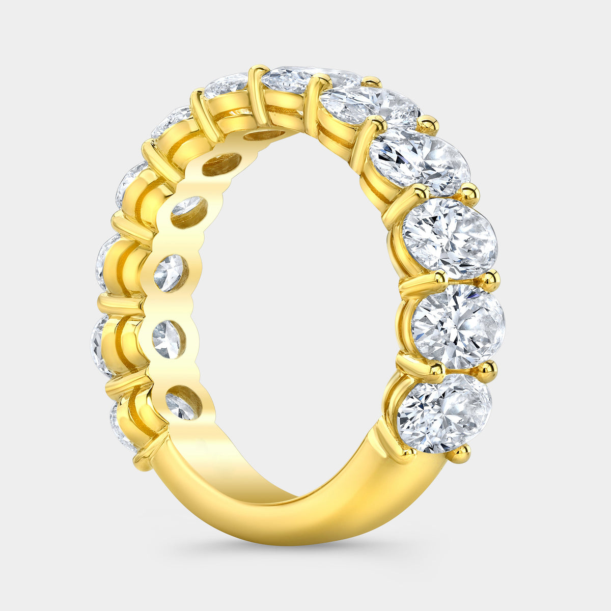 4ct Oval Diamond 3/4 Way Yellow Gold Wedding Band