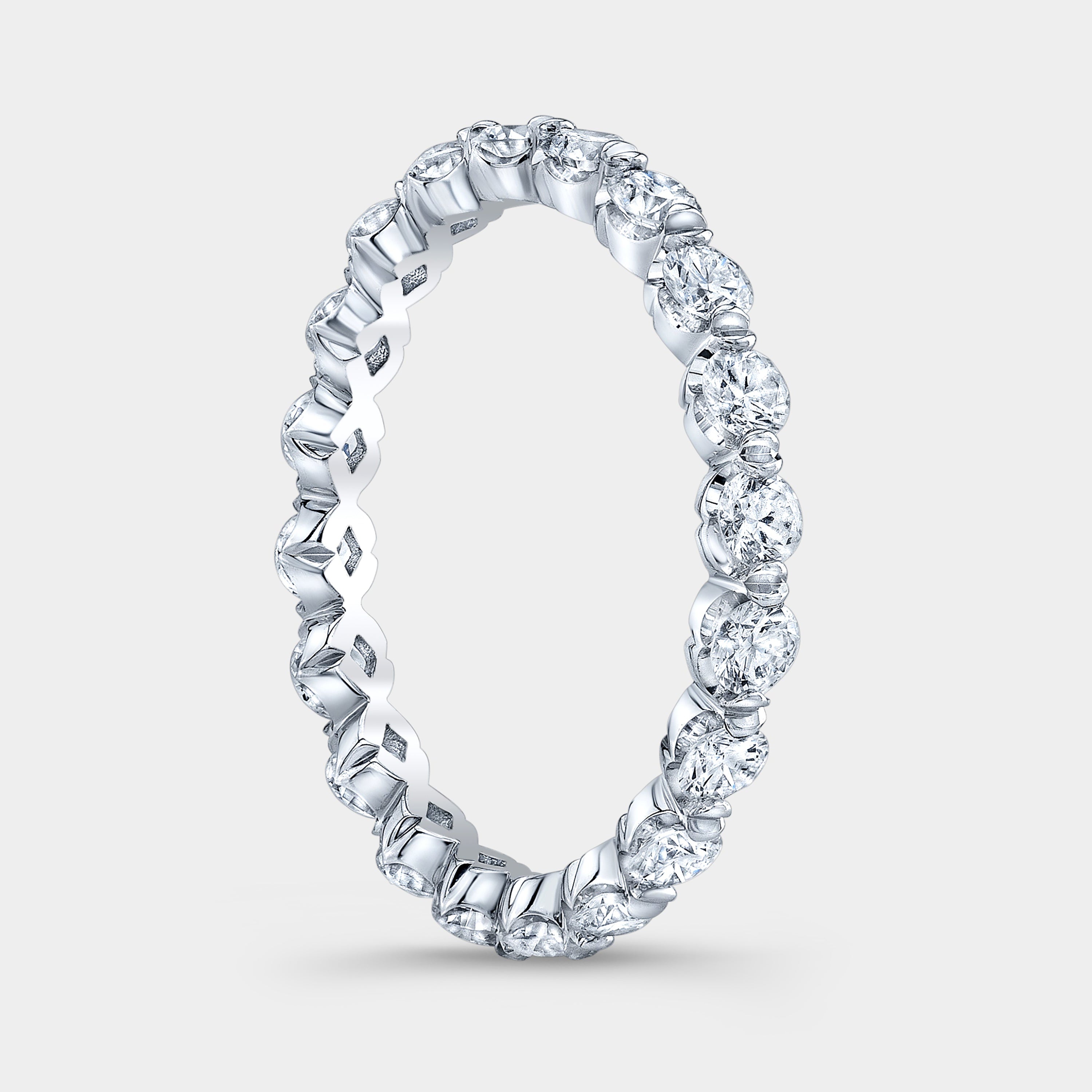 1.25ct Petite Shared Prong Crown Round Diamond Platinum Eternity Band - 1.25ct Lab Grown