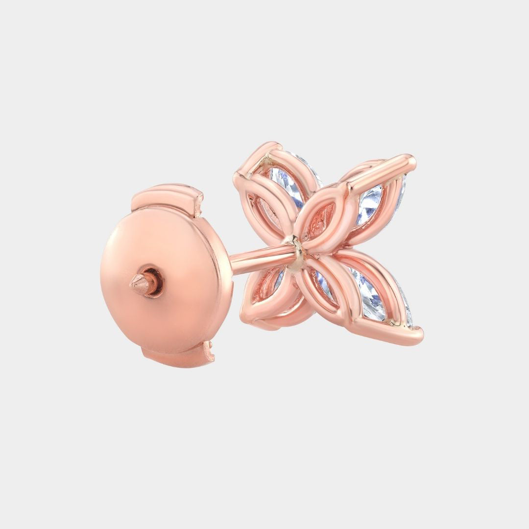 0.90ct Natural Marquise Diamonds La Fleur Stud Rose Gold  Earrings in 18k rose gold
