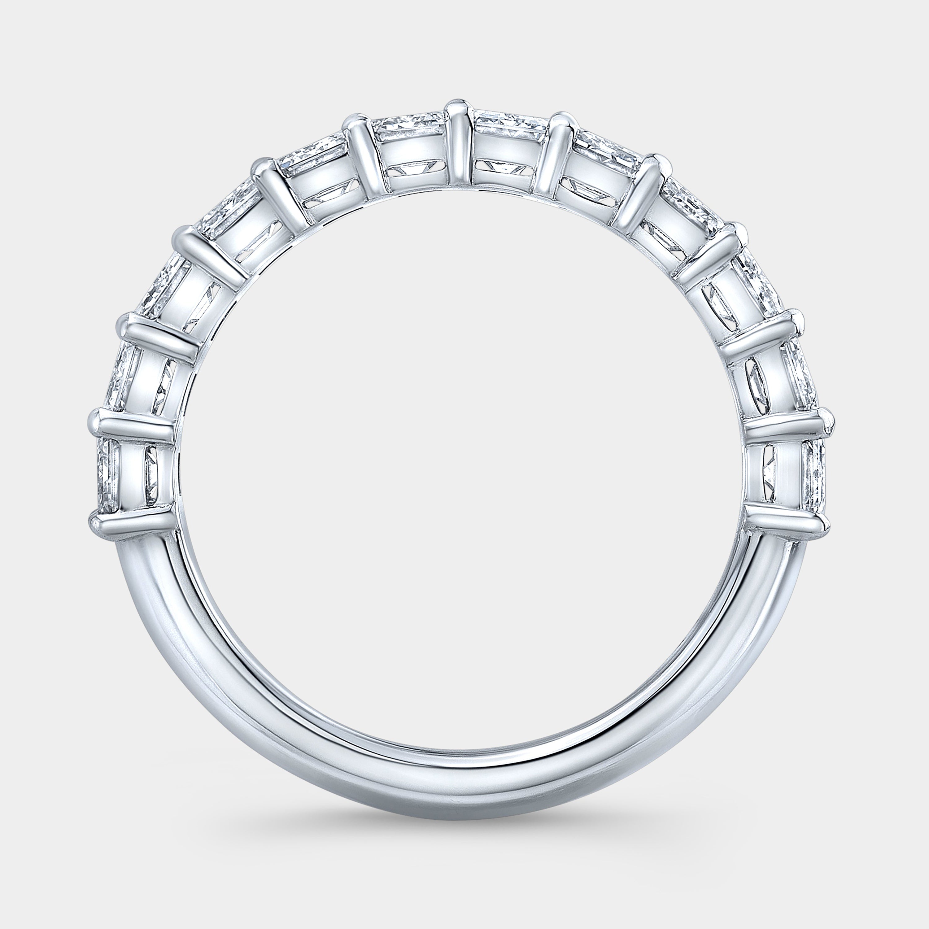 2.75ct Emerald Diamond Half Way Platinum Wedding Band