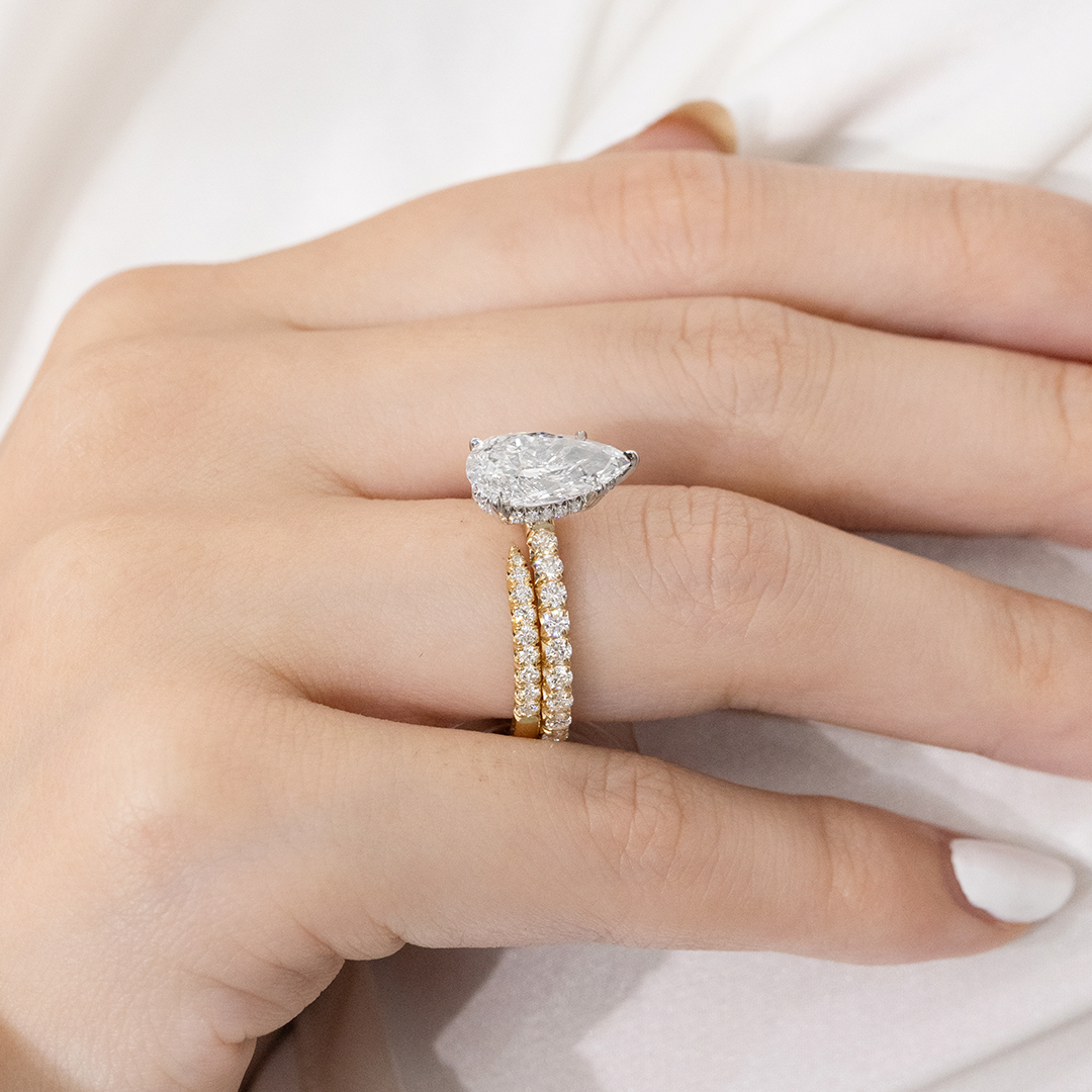 0.50ct French Pave Open Claw Round Diamond Wedding Band in 14k yellow gold - 0.50ct