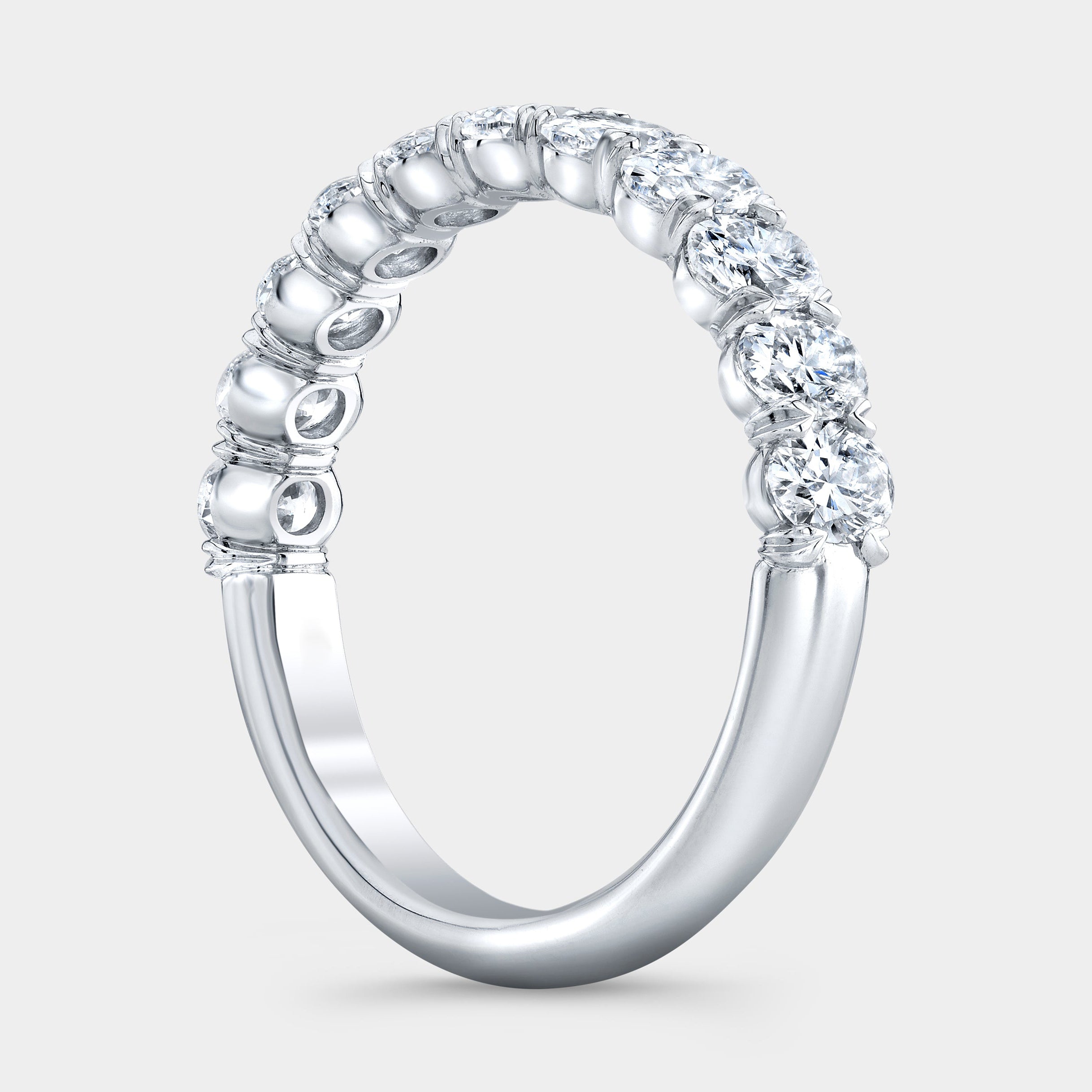1.25ct Victoria 0.10ct Each 1ct Petite Oval Cut Diamond 1/2 Way Wedding Band in Platinum