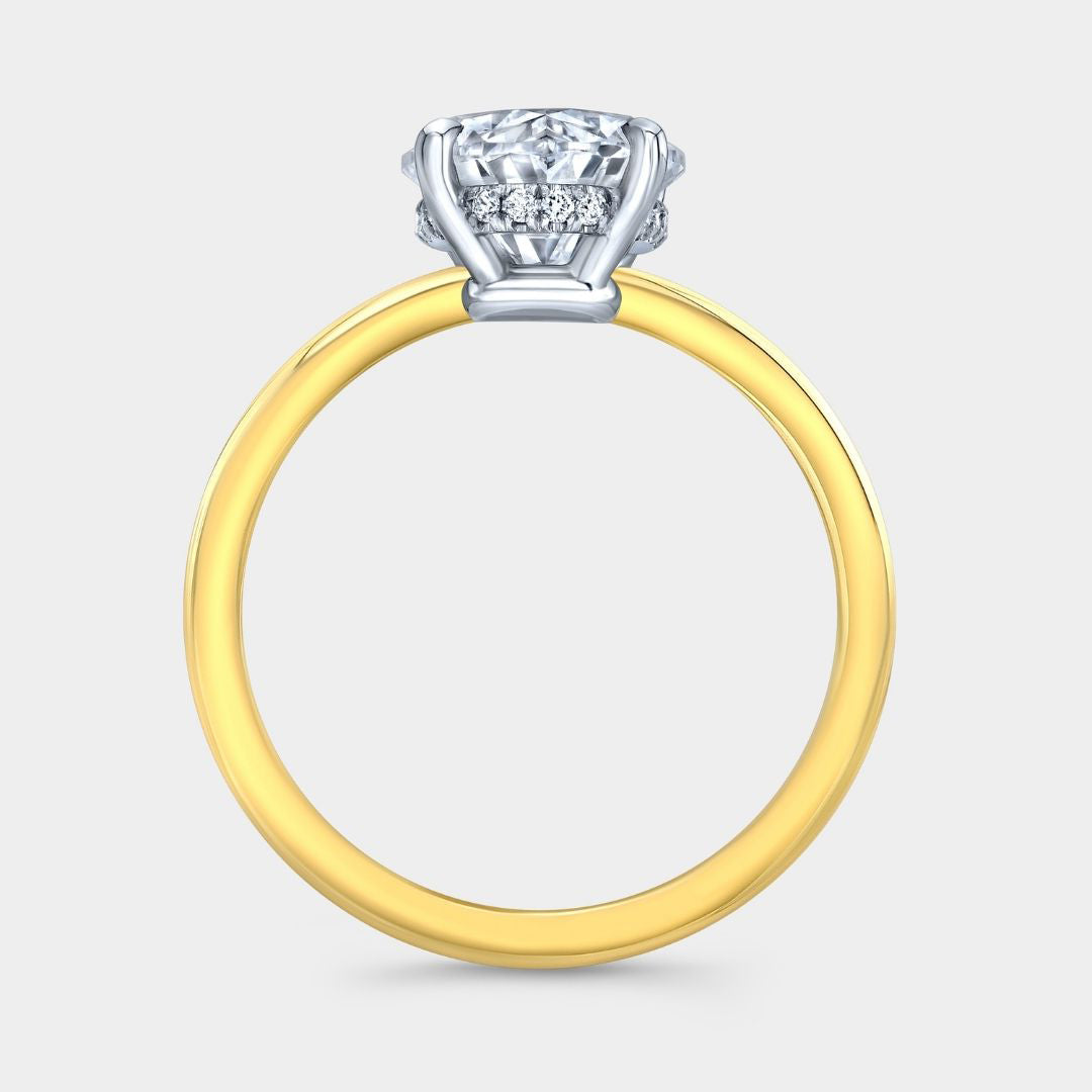 2.03ct Lab Grown Oval Diamond Hailey with Single Hidden Halo Yellow Gold And Platinum Engagement Ring - 2.03ct Lab Grown