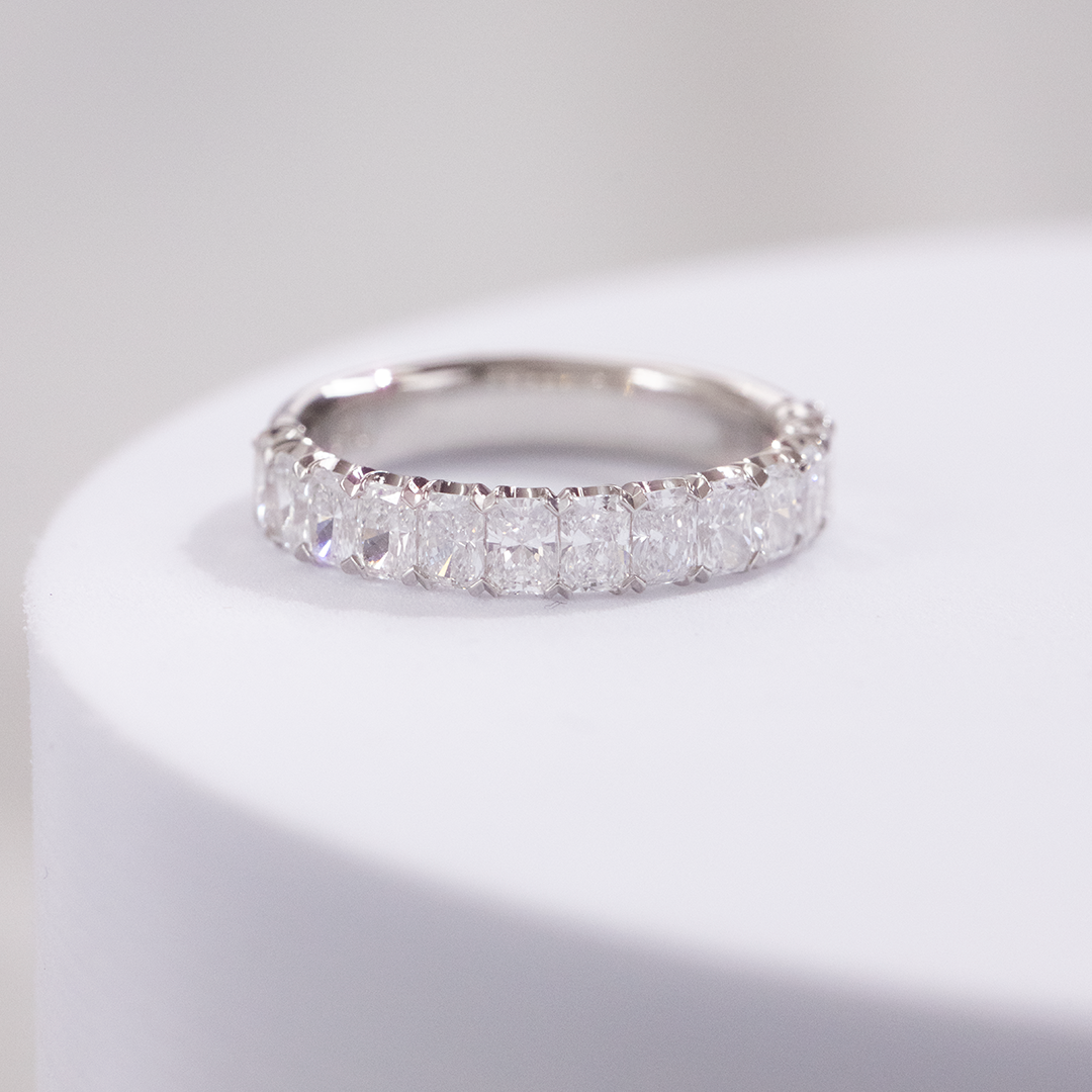 1.50ct Chloe Extra Petite 0.10ct Each Radiant Cut Diamond Wedding Band in Platinum