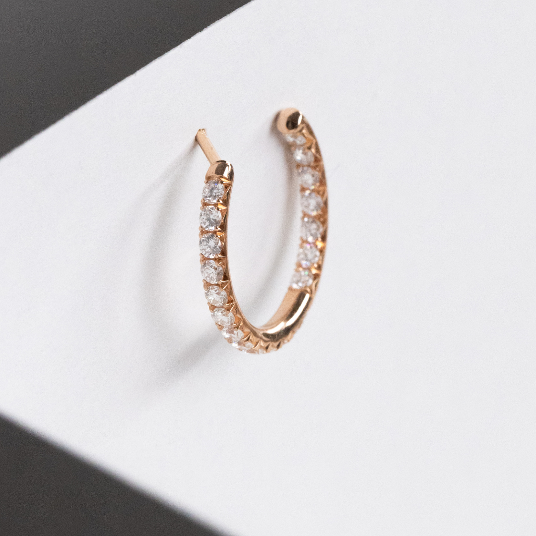 1ct Round Diamond The Jackie Inside-Out Hoop Rose Gold Earrings in 18k Rose Gold