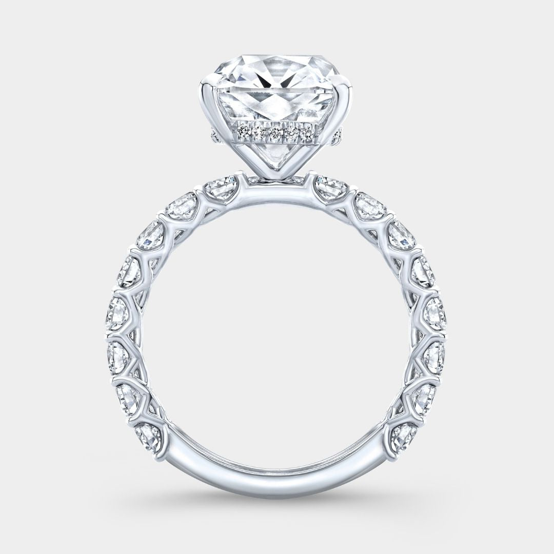 Cushion Diamond Old Mine The Eloise Trellis with Hidden Halo Platinum Engagement Ring