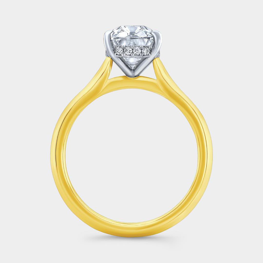 Antique Elongated Cushion Diamond Hidden Halo Yellow Gold And Platinum Engagement Ring - 1.50ct Lab Grown