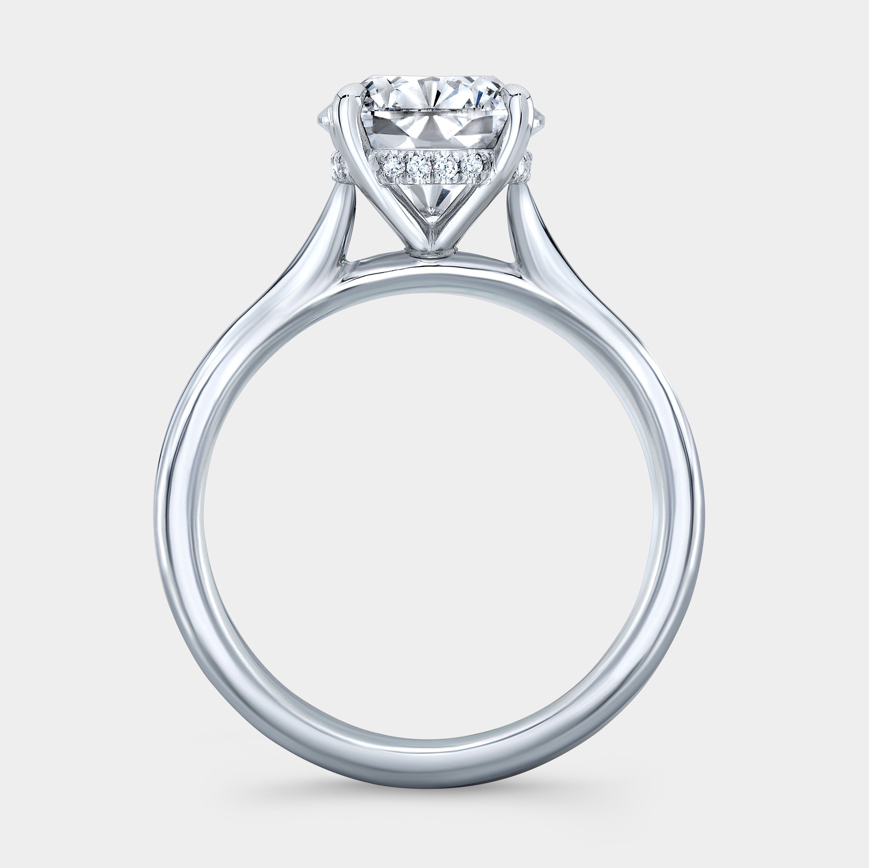 Cushion Diamond Hidden Halo Cathedral Solitaire Platinum Engagement Ring