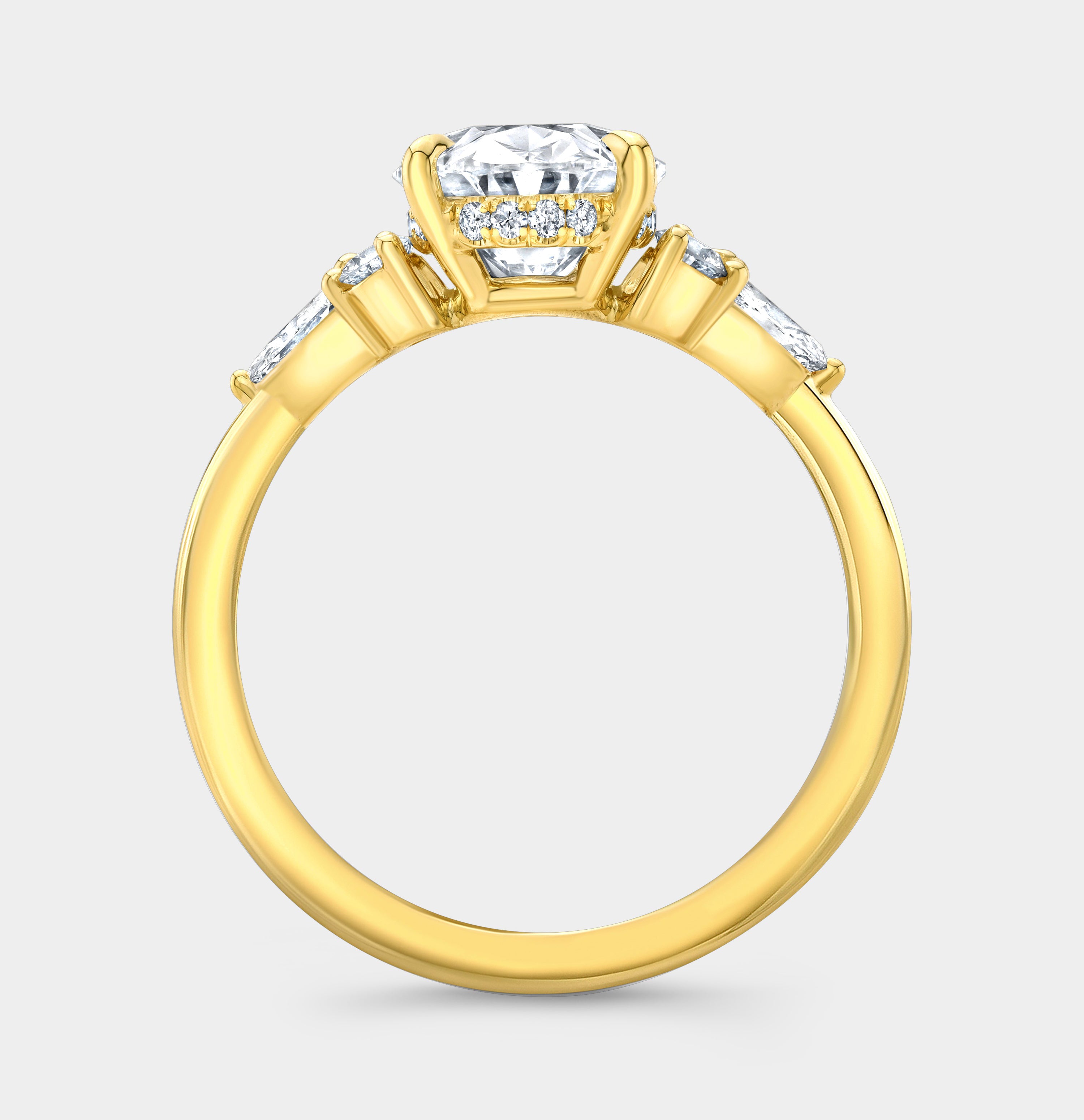 2.09ct Lab Grown Oval Diamond Claudia 7 Stone Yellow Gold Engagement Ring in 14K yellow gold - 2.09ct Lab Grown