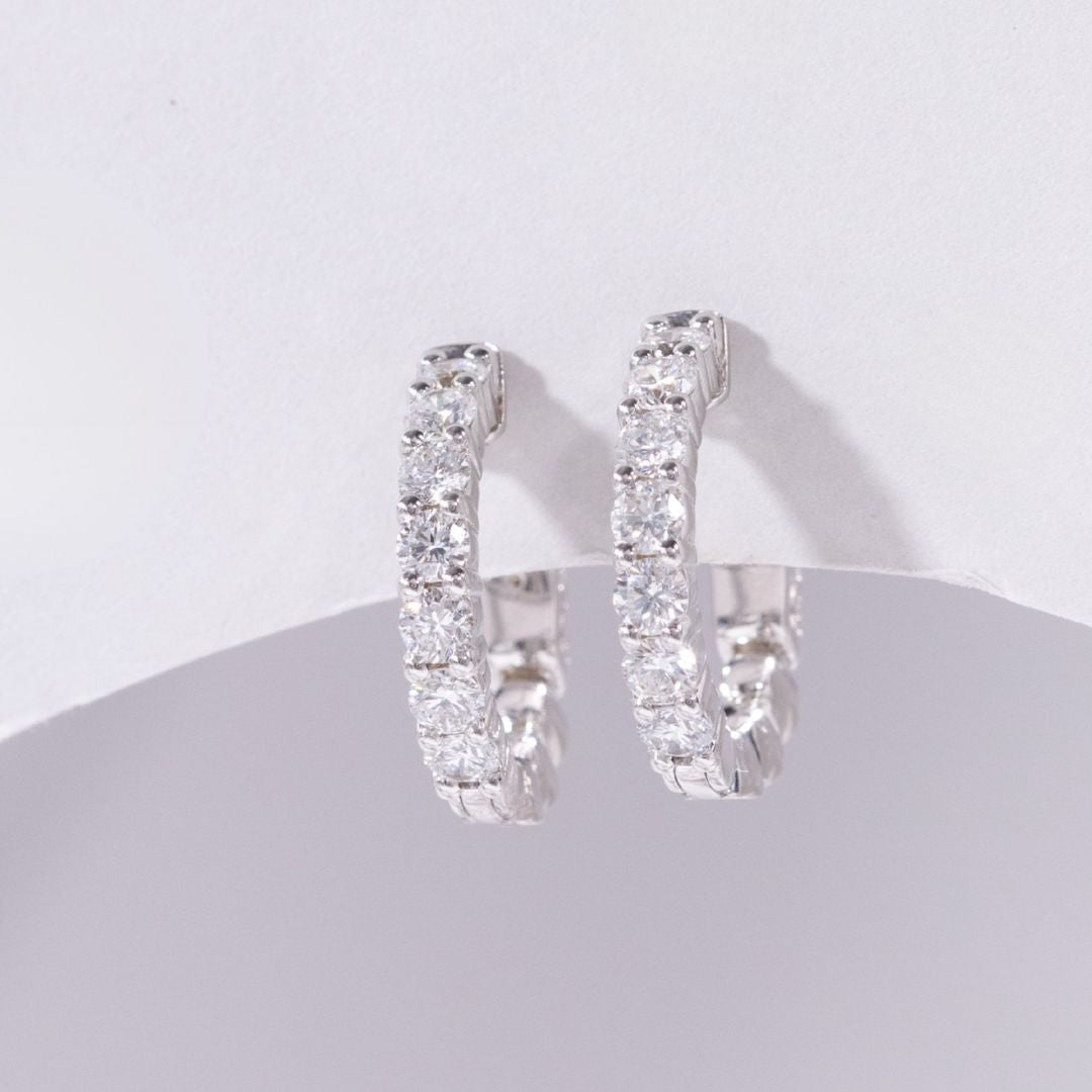 0.90ct Half Inch Lab Diamond 14k White Gold Hoop Earrings