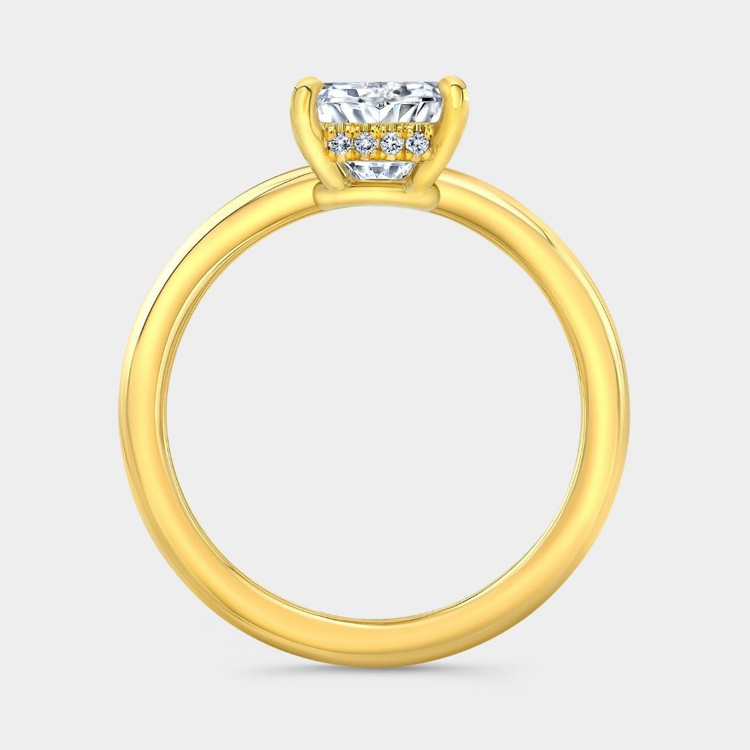 2ct Emerald Diamond Hidden Halo Yellow Gold Solitaire Engagement Ring in 14k Yellow Gold - 1.50ct Lab Grown