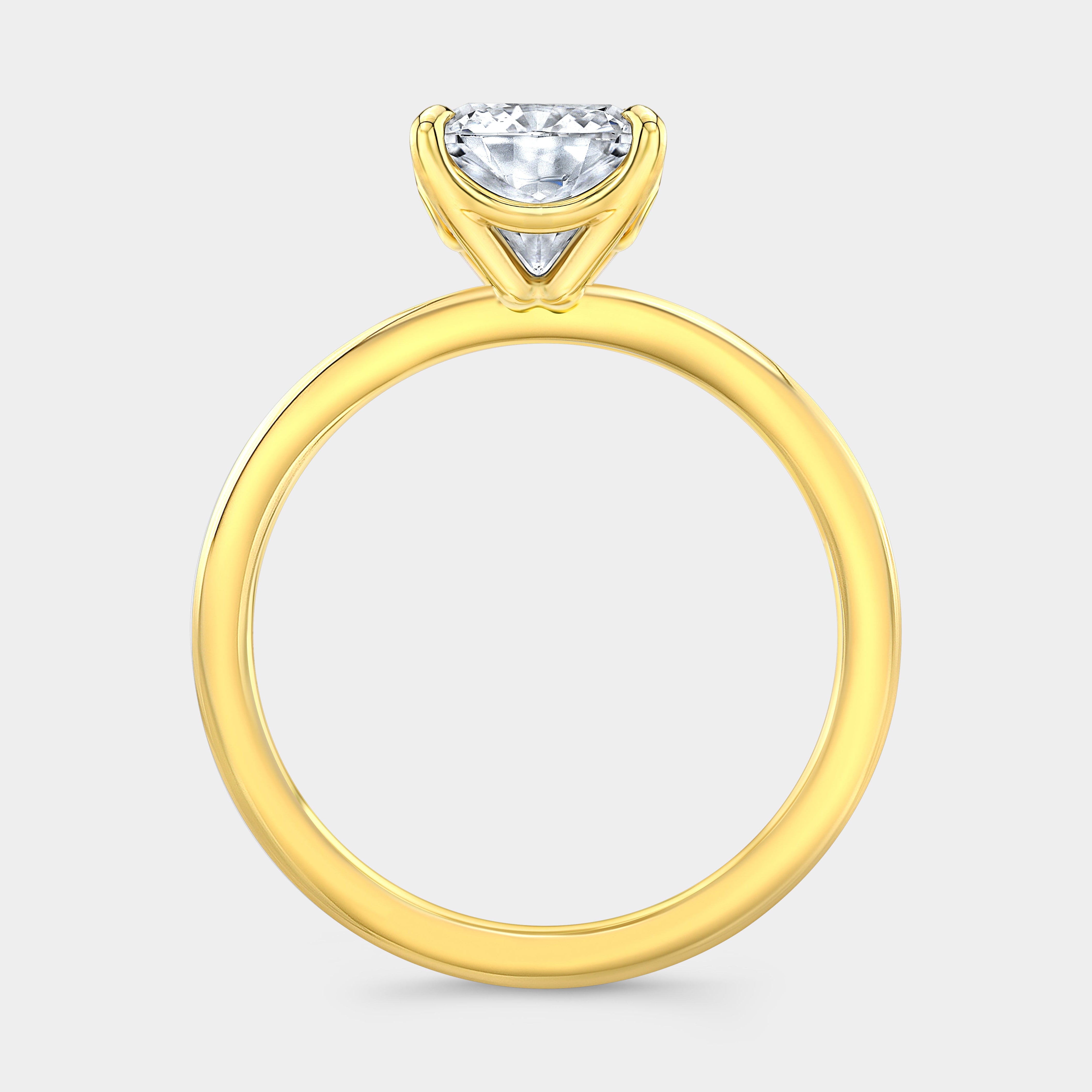 Cushion Diamond Curved Basket Solitaire Yellow Gold Engagement Ring in 14k Yellow Gold