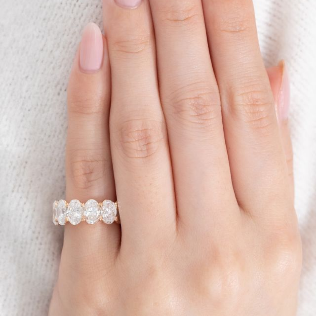 6.5ct Lab Oval Diamond Victoria 7mm Rose Gold Pinky Ring in 14k rose gold - 6.50ct Lab Grown