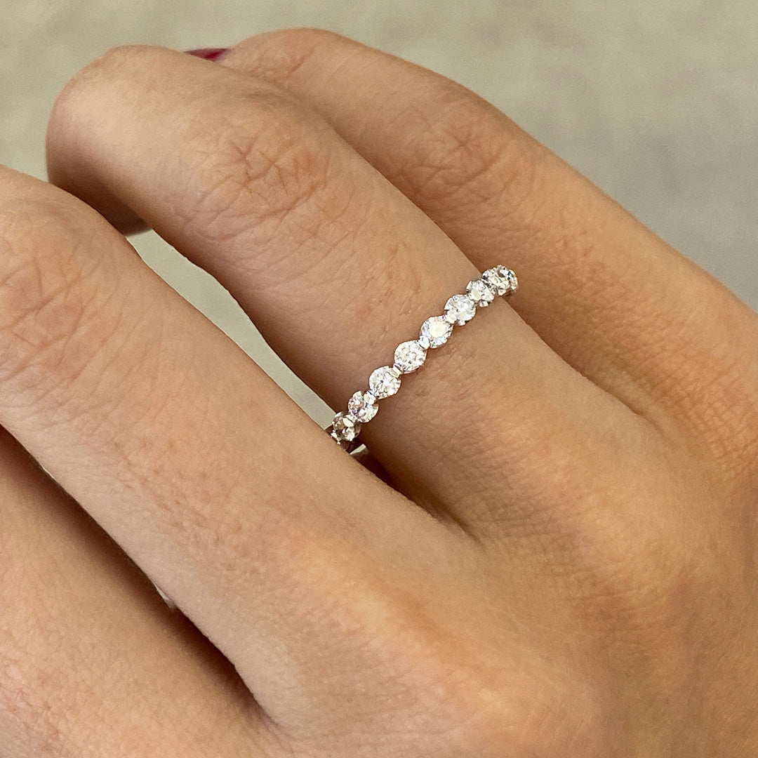 0.50ct Petite Round Shared Prong Crown Cut Diamond Band in Platinum