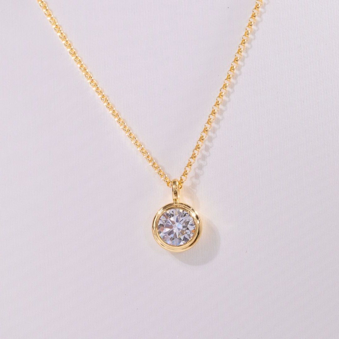 2ct Lab Diamond Bezel Yellow Gold Pendant Necklace in 18k yellow gold - 2.00ct Lab Grown
