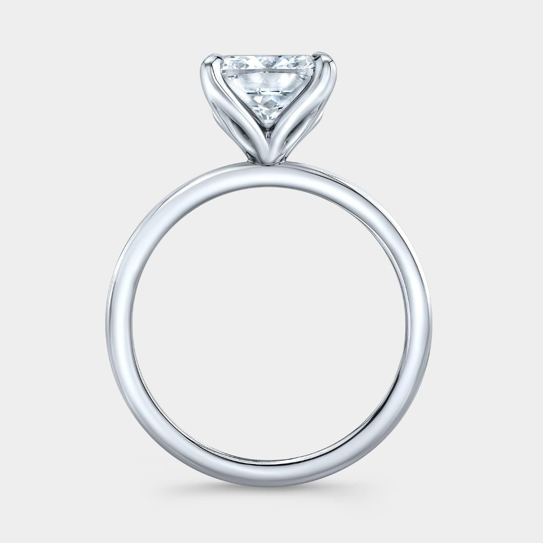 Cushion Diamond Tulip Solitaire Platinum Engagement Ring