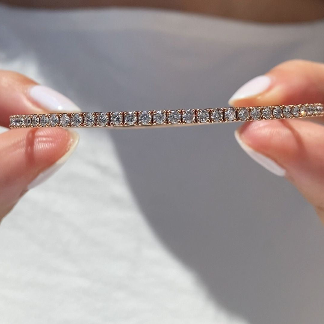 1.30ct Lab Grown Round Diamond Rose Gold Flexible Bangle in 14k rose gold - 1.30ct Lab Grown