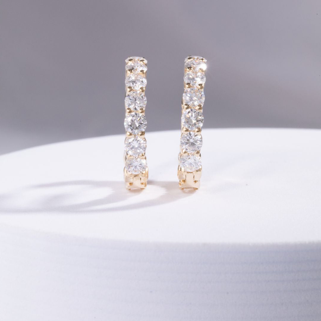 4.20ct 1 Inch Lab Diamond 14k Yellow Gold Hoop Earrings