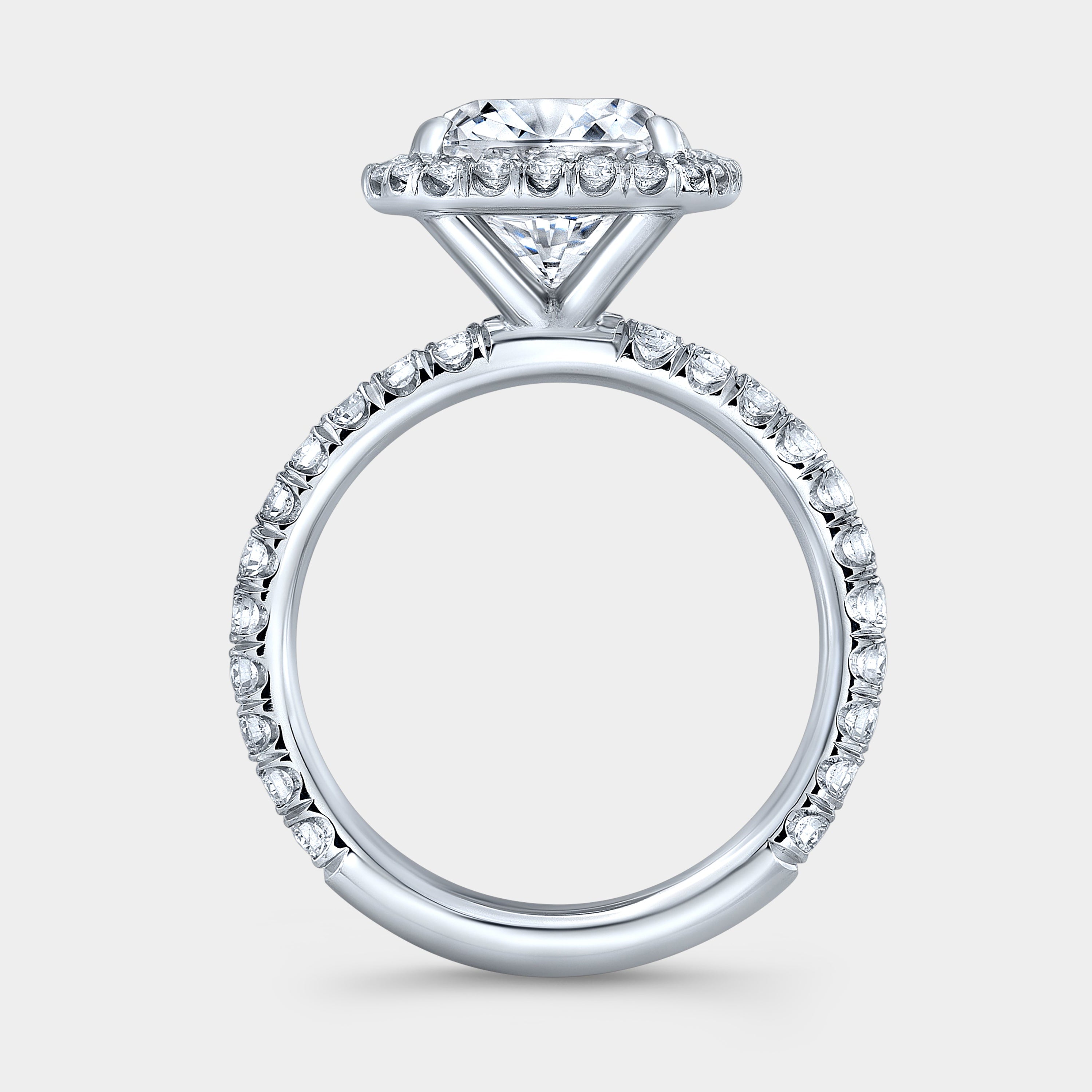 Cushion Cut Halo with U Pave Platinum Engagement Ring - 1.50ct Lab Grown