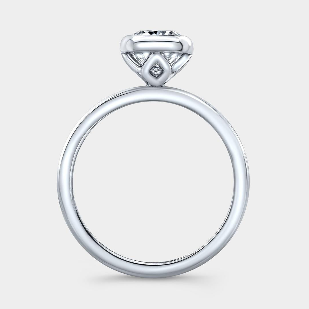 Cushion Diamond Bezel Set Tulip Solitaire Engagement Ring in platinum