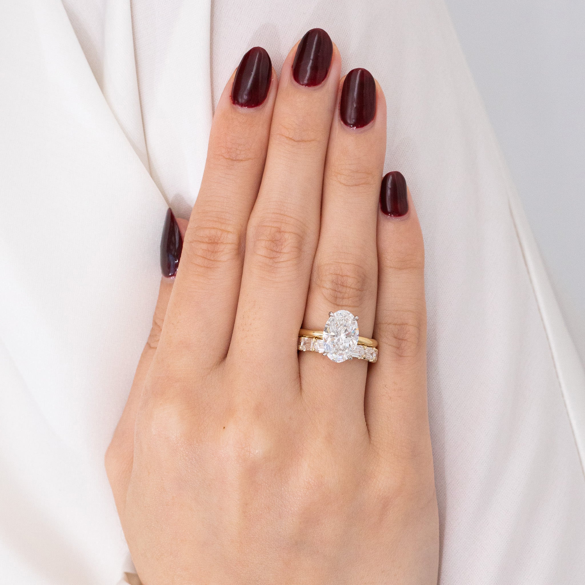 2.50ct Emerald Cut Diamond East West Chloe 3.00mm 14K Yellow Gold Wedding Band