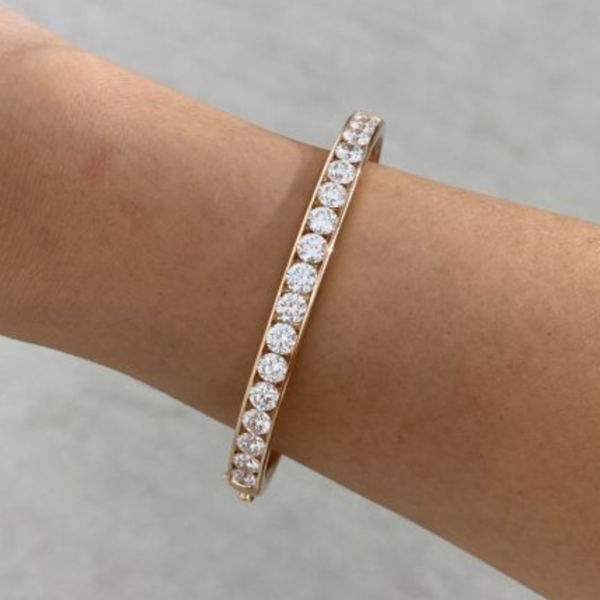 5.50ct Round Diamond 14k Rose Gold Channel Set Bangle