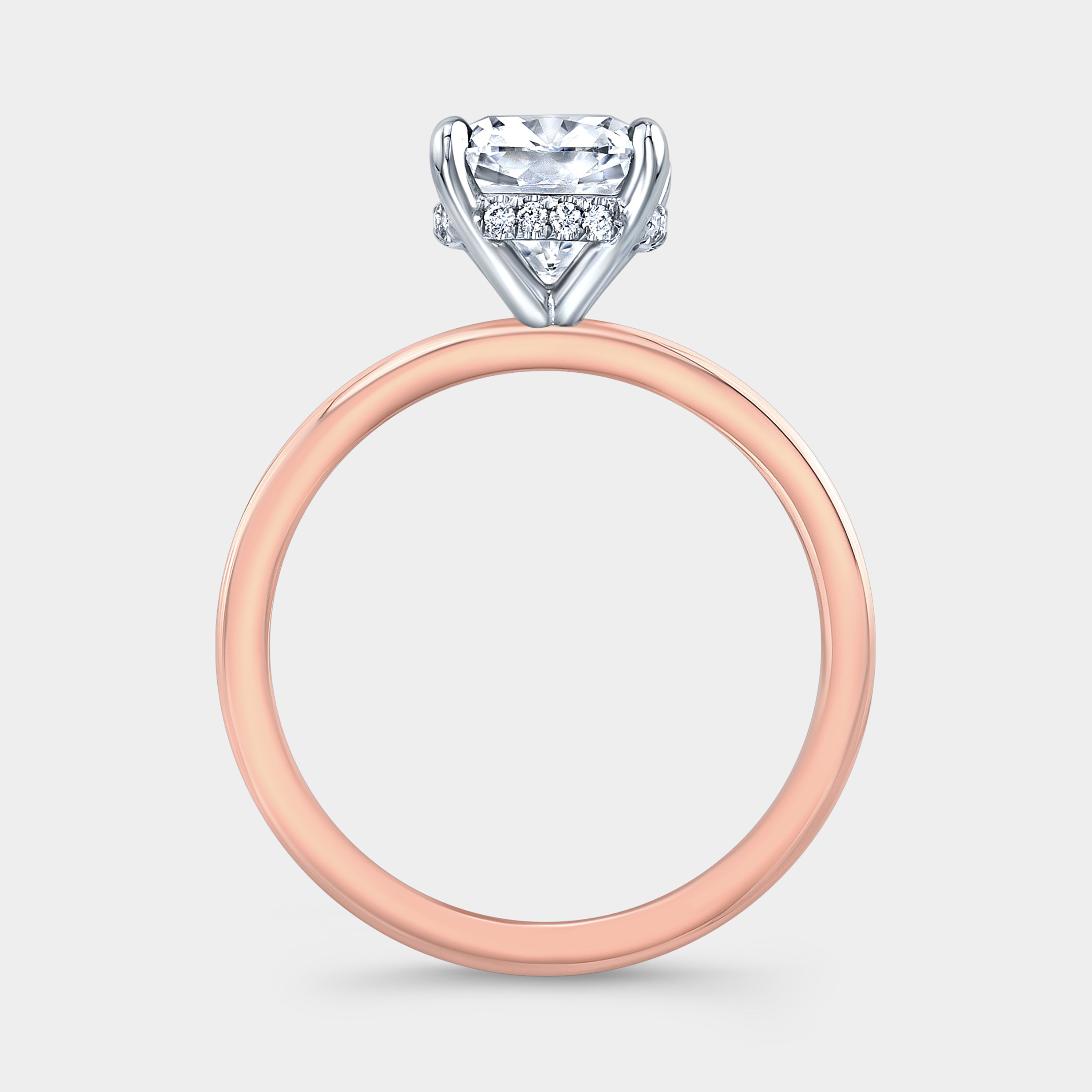 Cushion Diamond Hidden Halo Solitaire Rose Gold And Platinum Engagement Ring