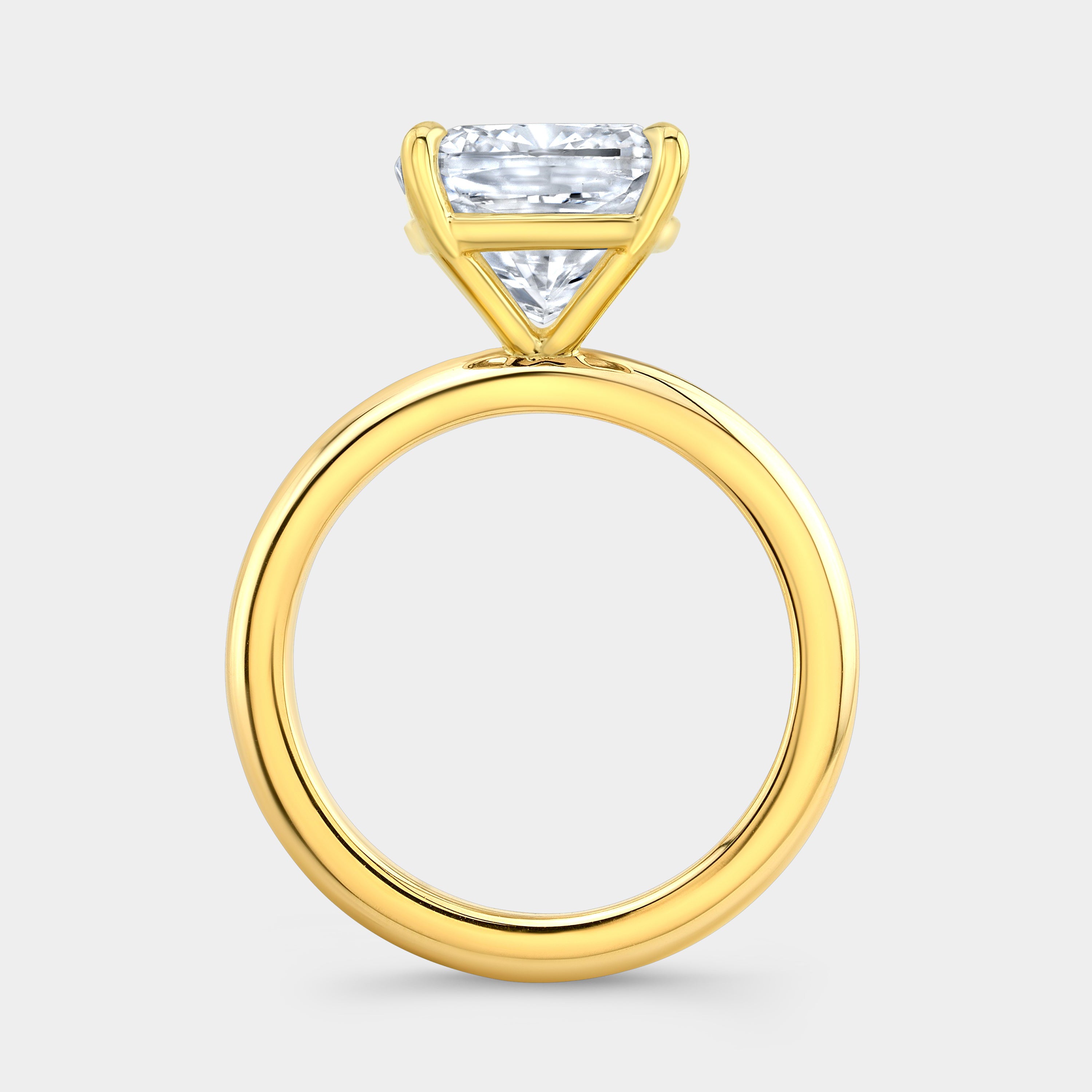 Cushion Diamond Chunky Band Solitaire Yellow Gold Engagement Ring in 14k yellow gold