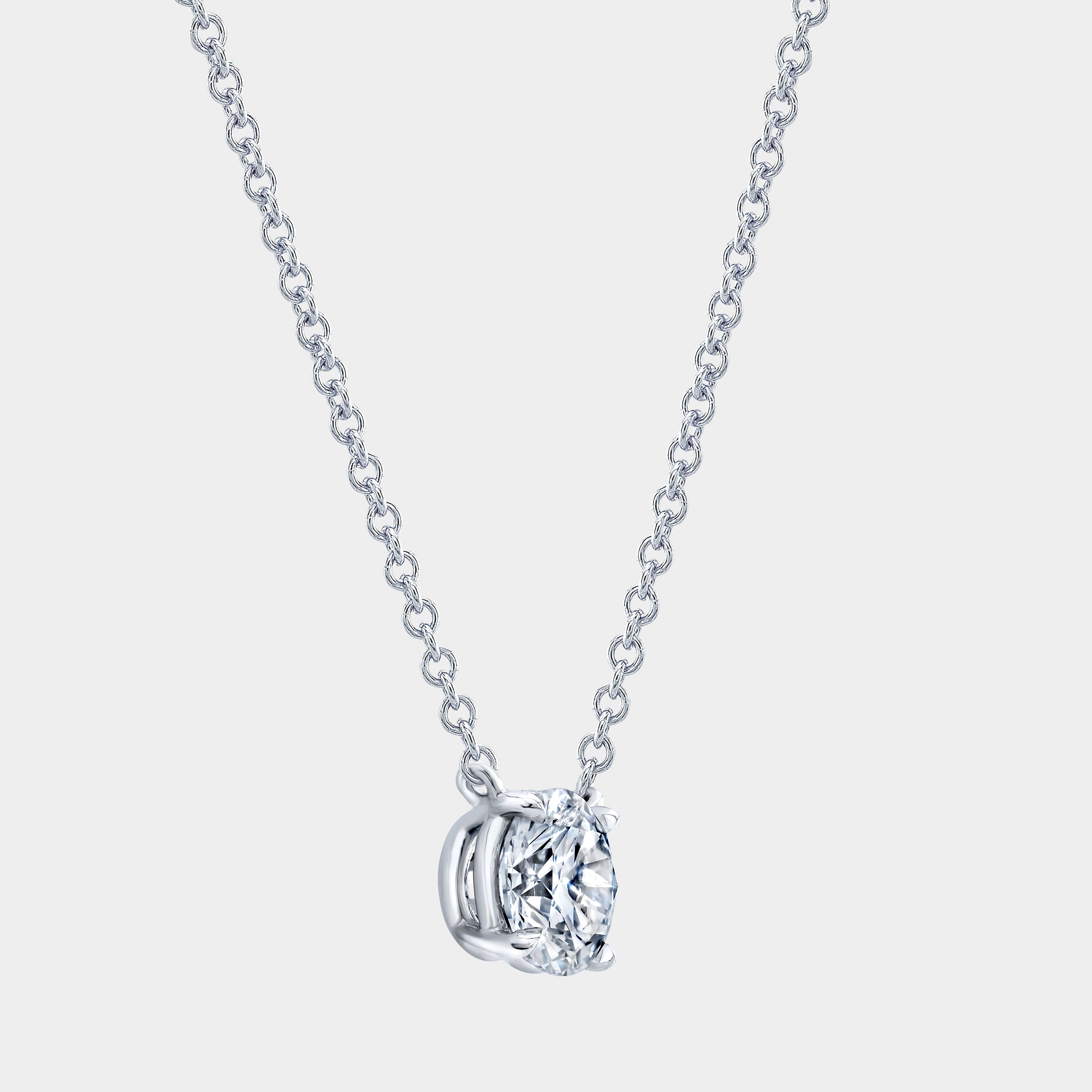 1ct Round Diamond 4 Prong Basket Pendant Platinum Necklace