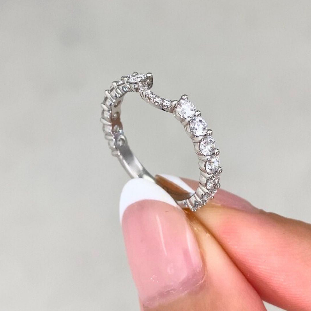 1ct Sophia Contour Round Diamond Bar 2.40mm Platinum Wedding Band