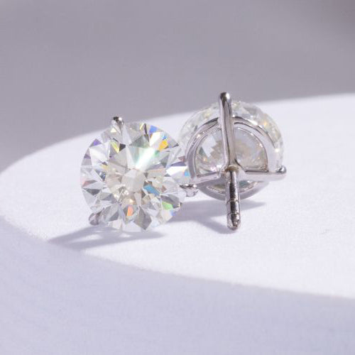 4.0ctw Martini 3 Prong Lab Grown Round Diamond Stud Earrings in 14k white gold