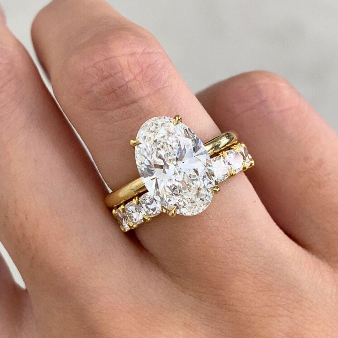 1.50ct Lab Grown Cushion Diamond Contour 3mm Yellow Gold Wedding Band in 18k yellow gold