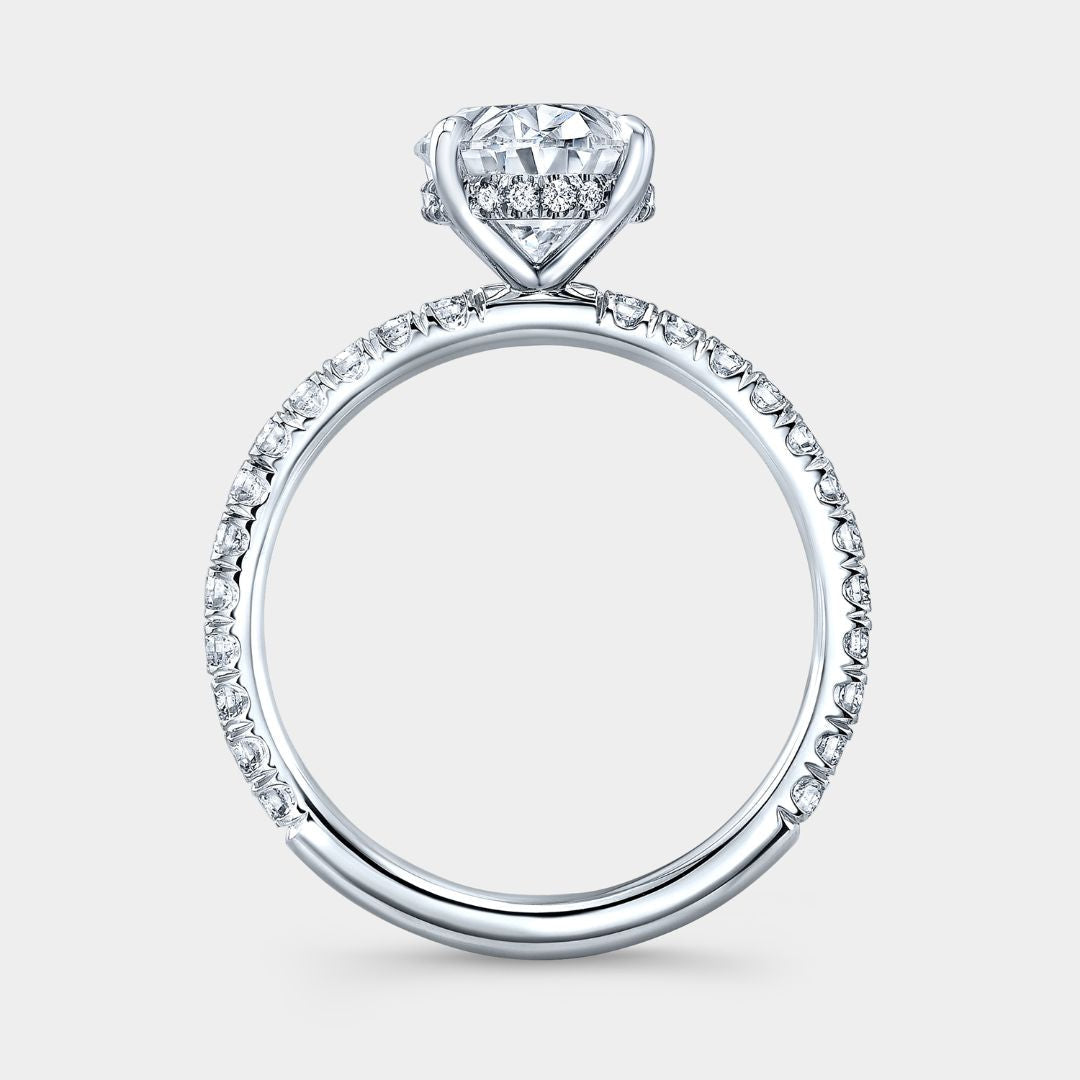 2.54ct Lab Grown Oval Diamond Hidden Halo with U Pave Platinum Engagement Ring - 2.54ct Lab Grown