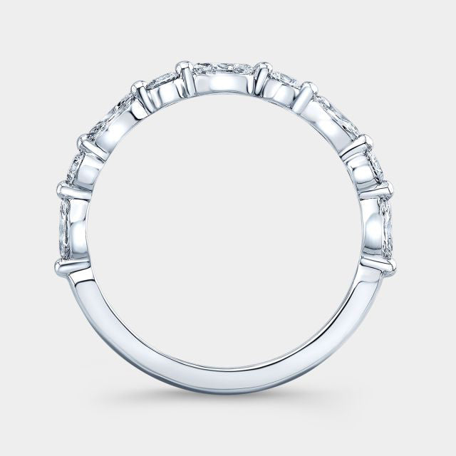 0.50ct Petite Round & Marquise Diamond 1/2 Way Band in Platinum