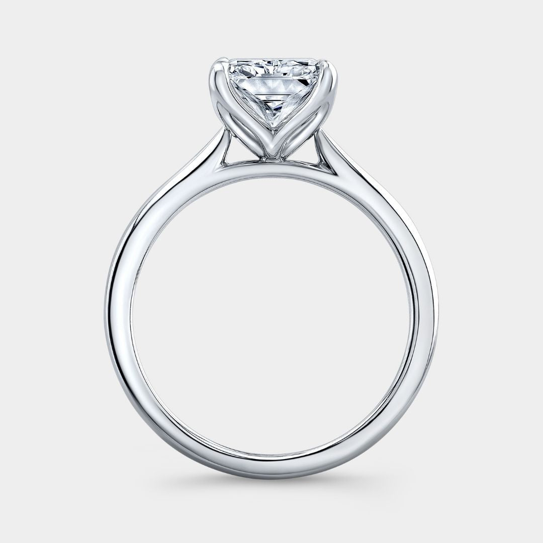 2.99ct Lab Grown Radiant Diamond Tulip Solitaire Platinum Engagement Ring - 2.99ct Lab Grown