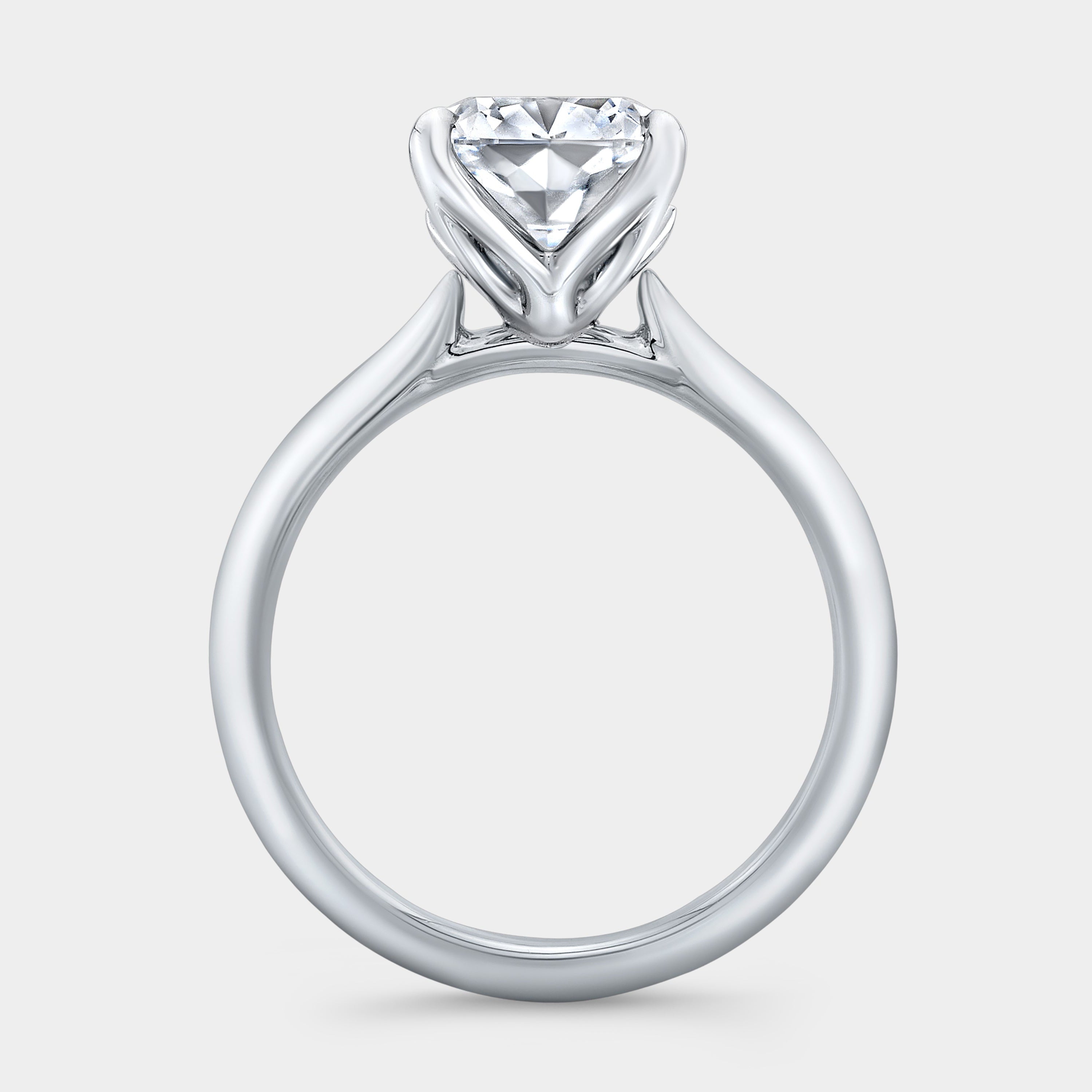 Cushion Diamond Tulip Knife Edge Solitaire White Gold Engagement Ring