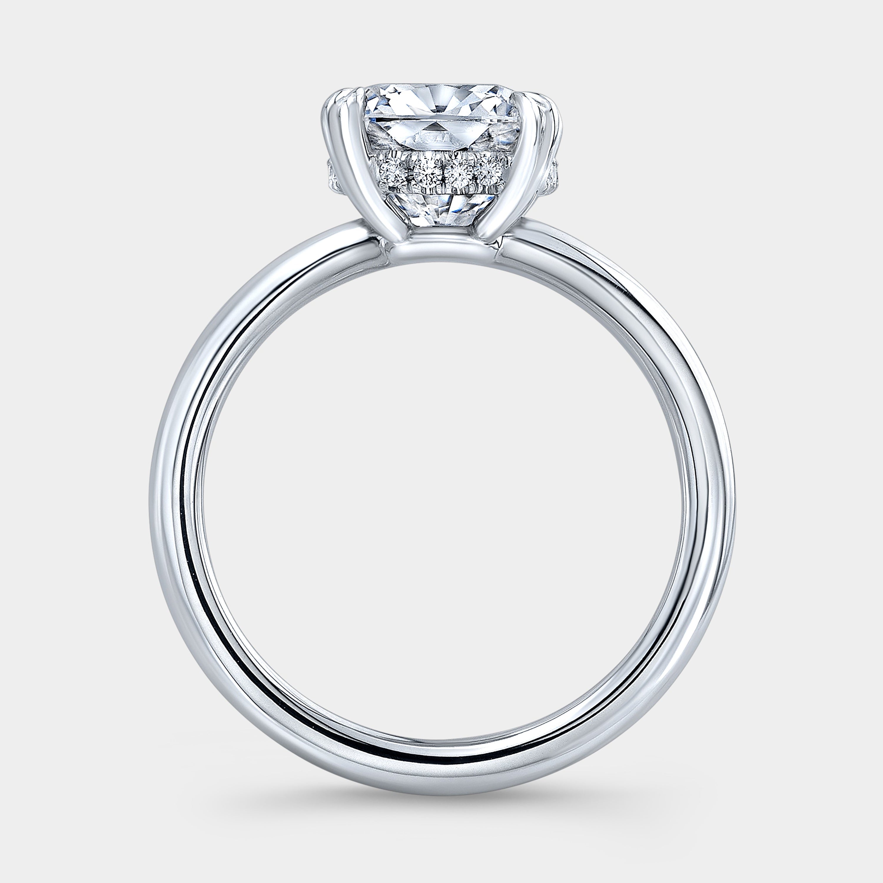 Cushion Diamond Double Prong Hidden Halo Solitaire Platinum Engagement Ring