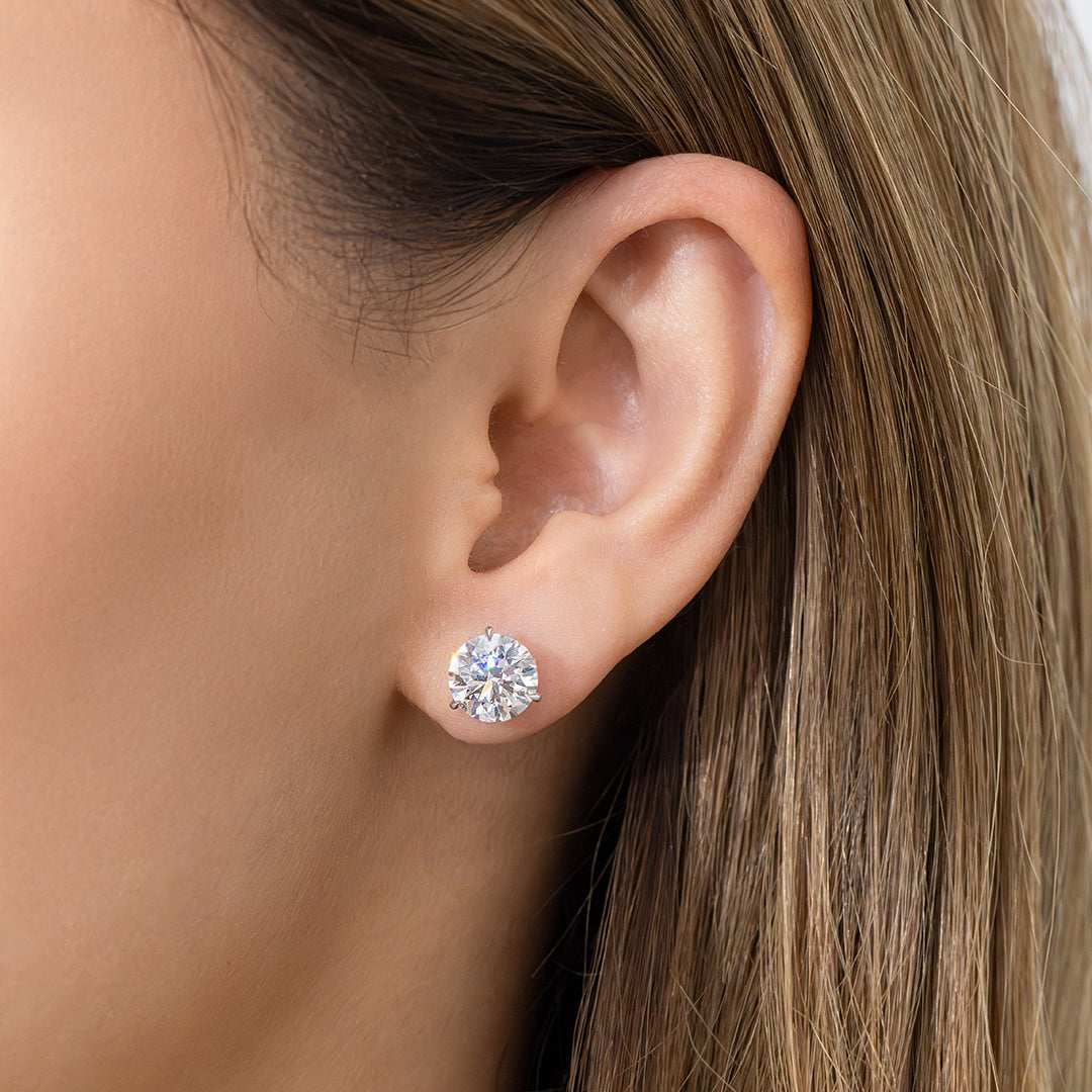 4.25ct Round Lab Grown Diamond White Gold Earrings in 14k White Gold
