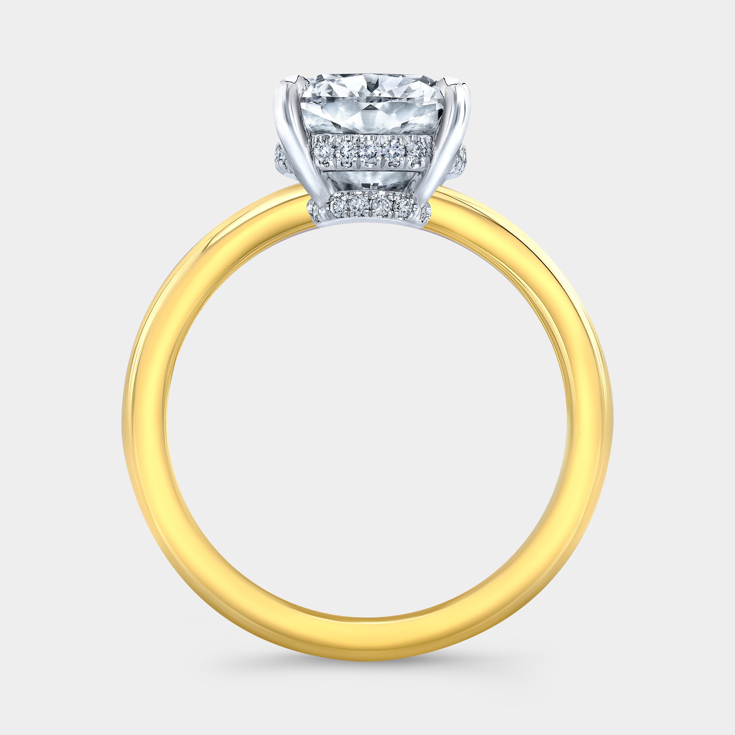 Cushion Diamond Hailey Hidden Halo Solitaire Yellow Gold And Platinum Engagement Ring