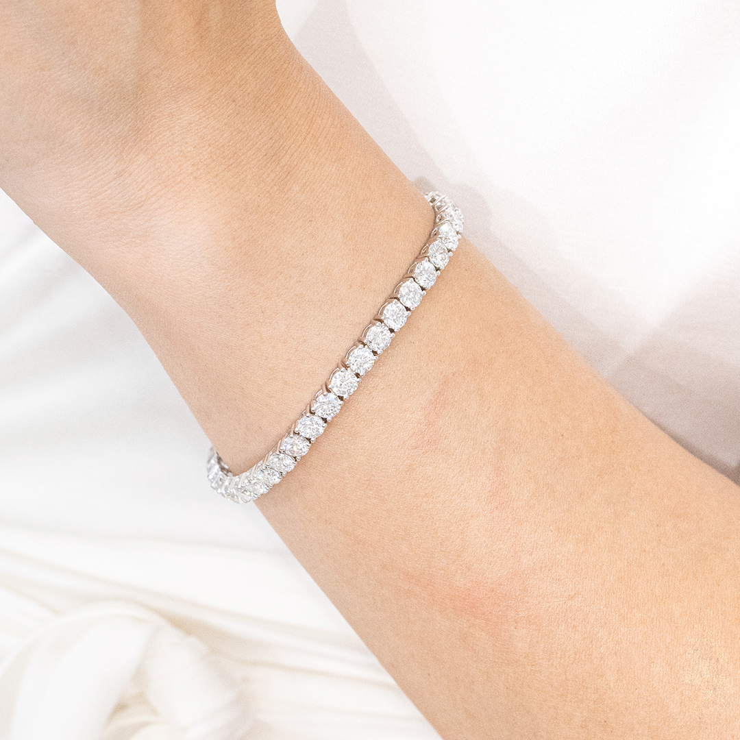 12.25ct Round Lab Grown Diamond White Gold Bracelet in 14k White Gold - 12.25ct Lab Grown