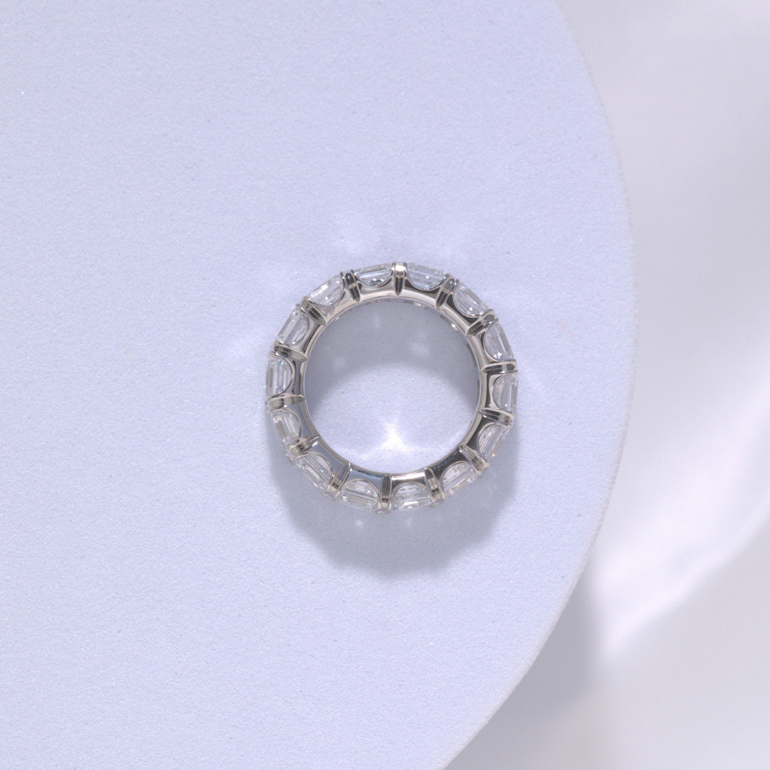 5ct Lab Asscher Cut Diamond Platinum Eternity Pinky Ring - 5.00ct Lab Grown
