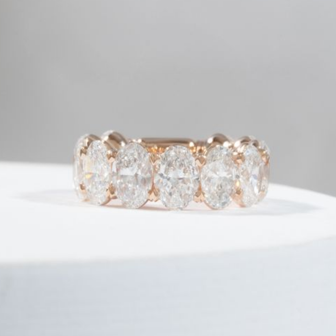 6.5ct Lab Oval Diamond Victoria 7mm Rose Gold Pinky Ring in 14k rose gold - 6.50ct Lab Grown