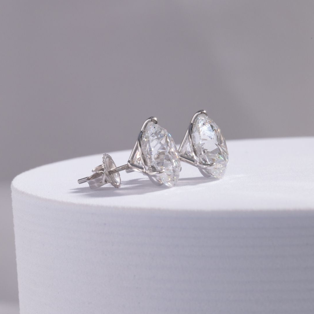 12ctw Lab Grown Round Diamond Stud Earrings in 14k white gold