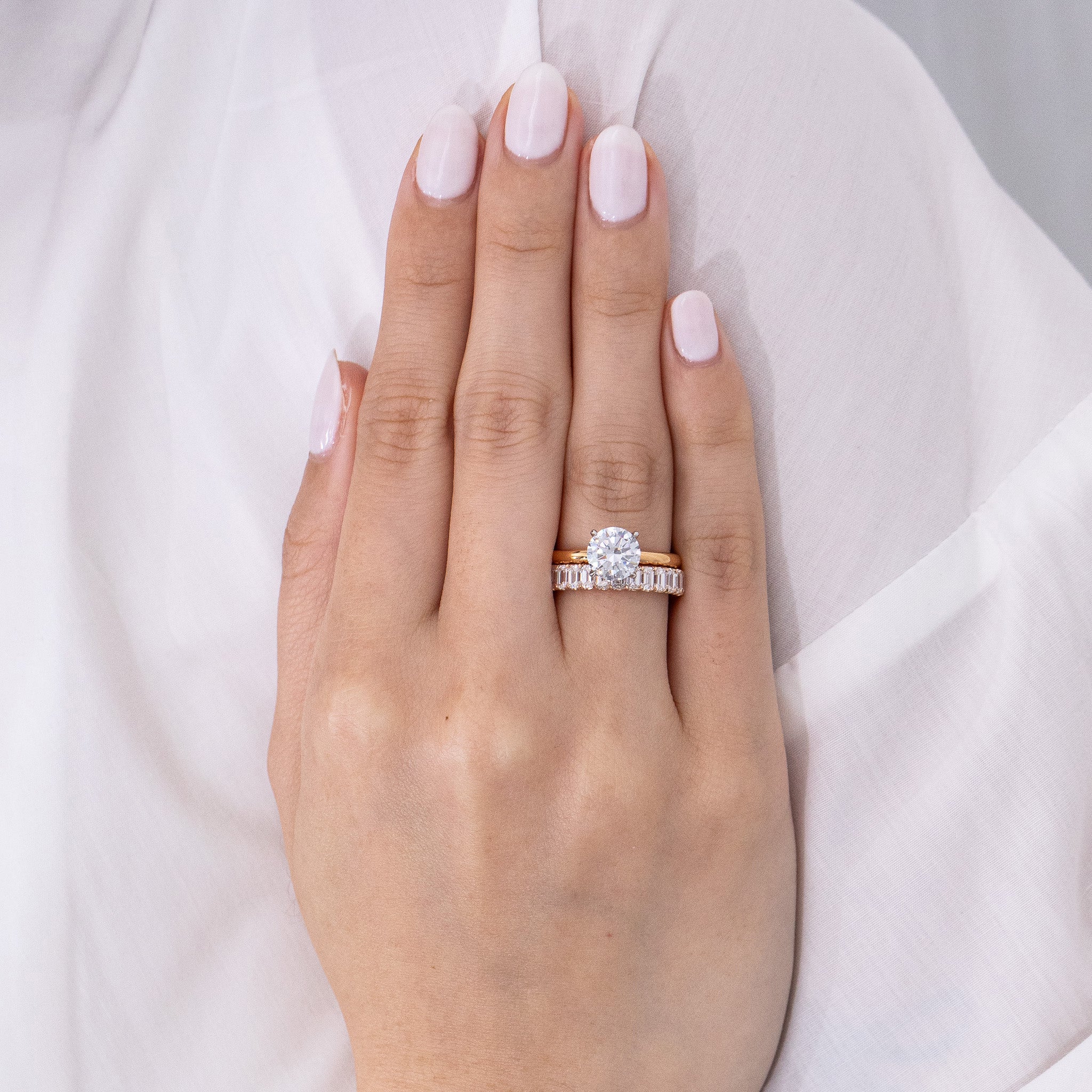 2ct Emerald Diamond Rose Gold 3.50mm Wedding Band