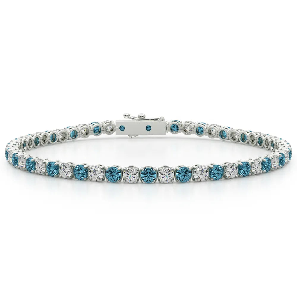 Blue and White Diamond Tennis Bracelet